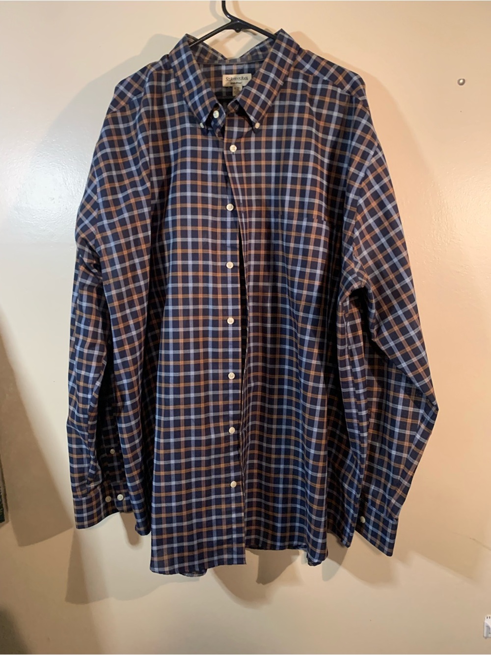 Button-Down Plaid Shirt - Navy & Brown St. John’s Bay Men 3XL
